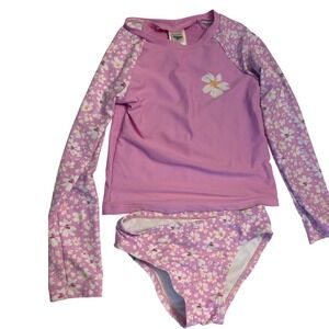 OshKosh Bgosh Girls Purple Floral Rash Guard Swimsuit Set 2pc Size 5 SB23902-TJ